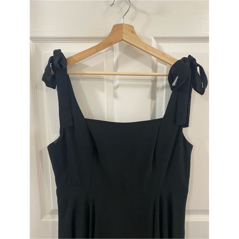 Lulu’s Love Me Forever Black-Tie Shoulder-Maxi Dress Slit XL Wedding Guest Glam